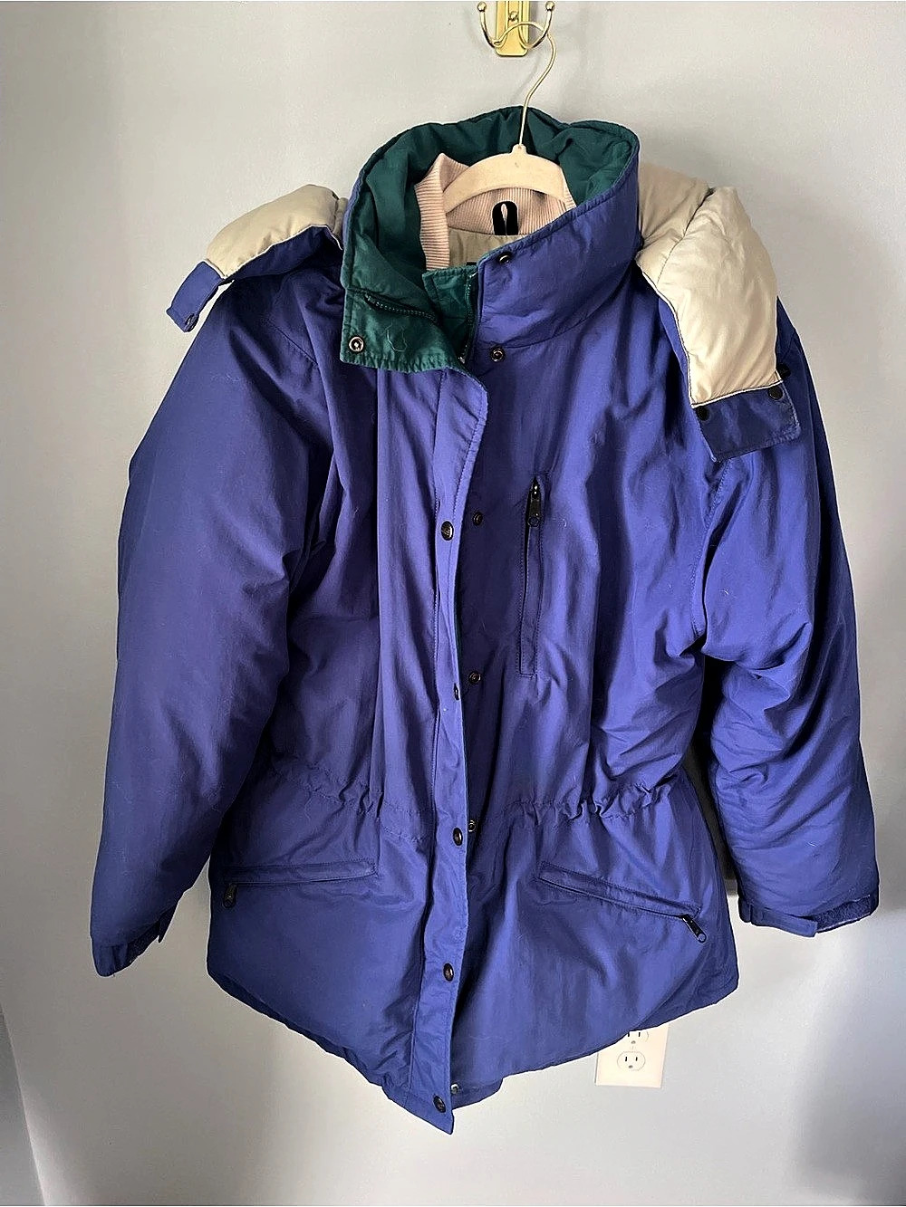 VintageL.L.Bean Penobscot Parka Puffer Jacket %100 goose down Blue & grey size L